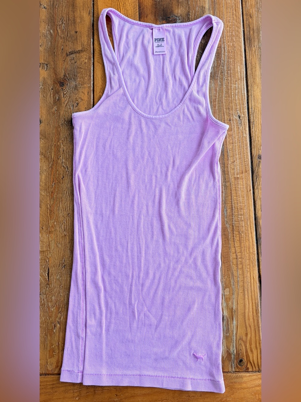 PINK Victoria's Secret Light Lavender Ribbed Racerback Tank